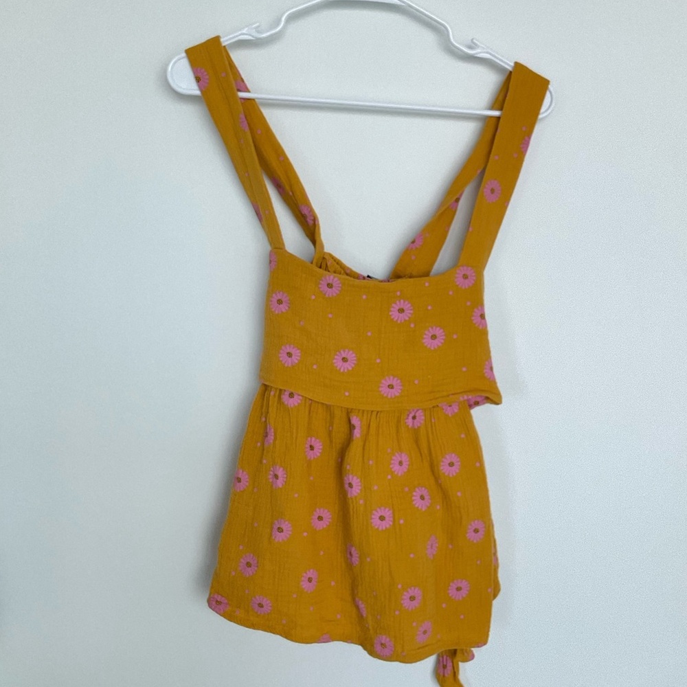 fab'rik Mustard Floral Sleeveless Blouse